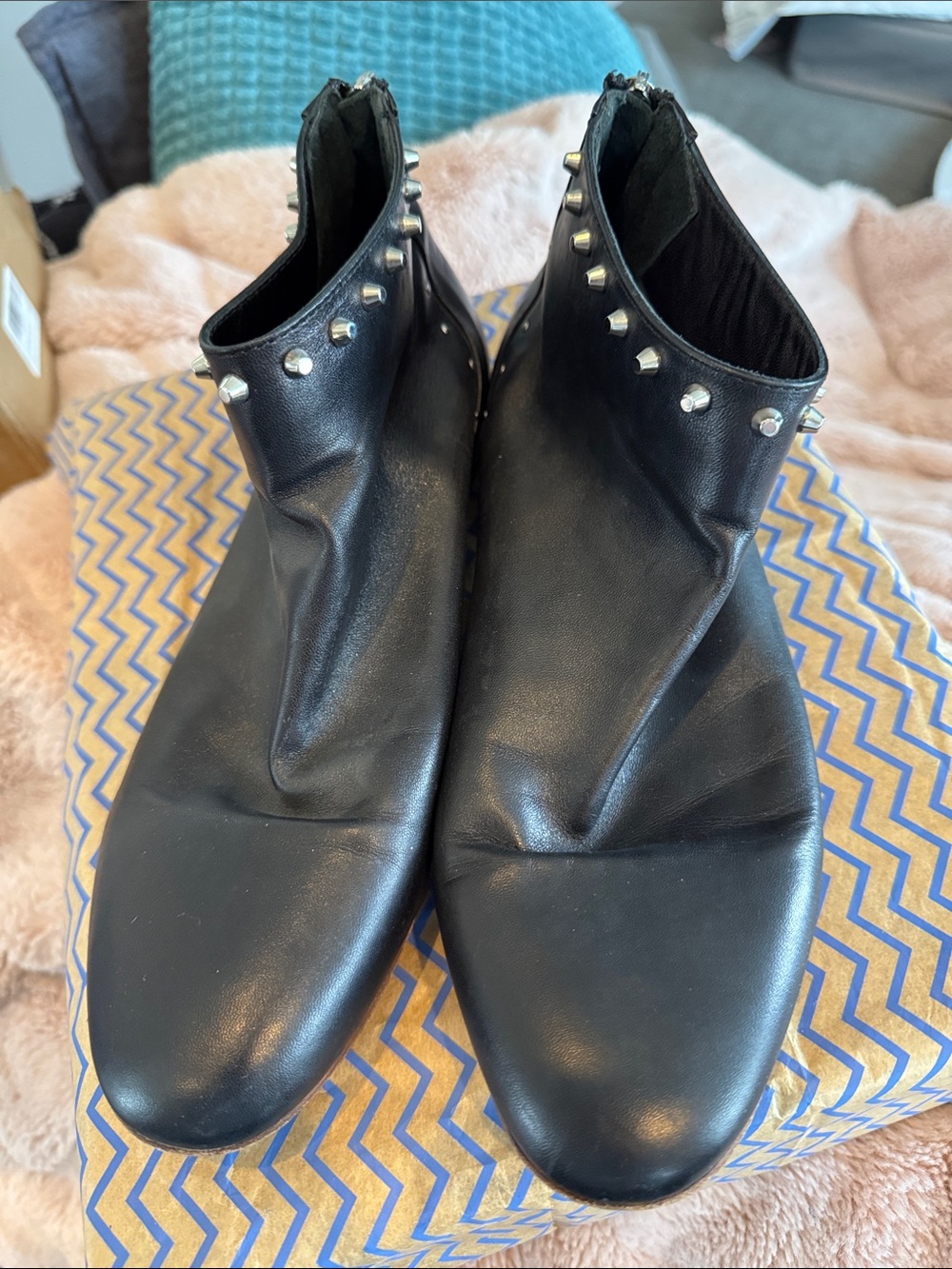 MA&Lo Studded flat ankle boots